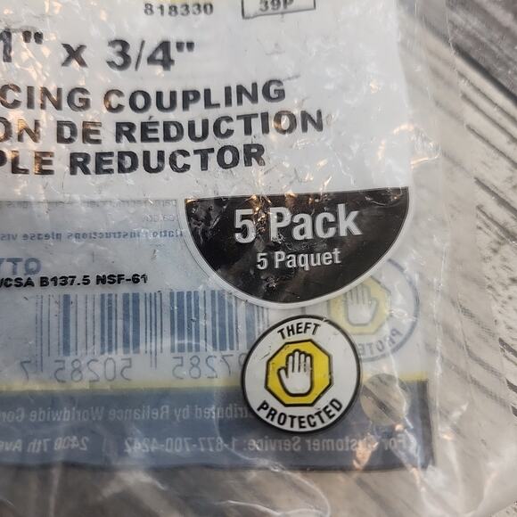 SharkBite 1"x3/4" Reducing Coupling 5Pieces 3Pack [102] - Picture 7 of 14